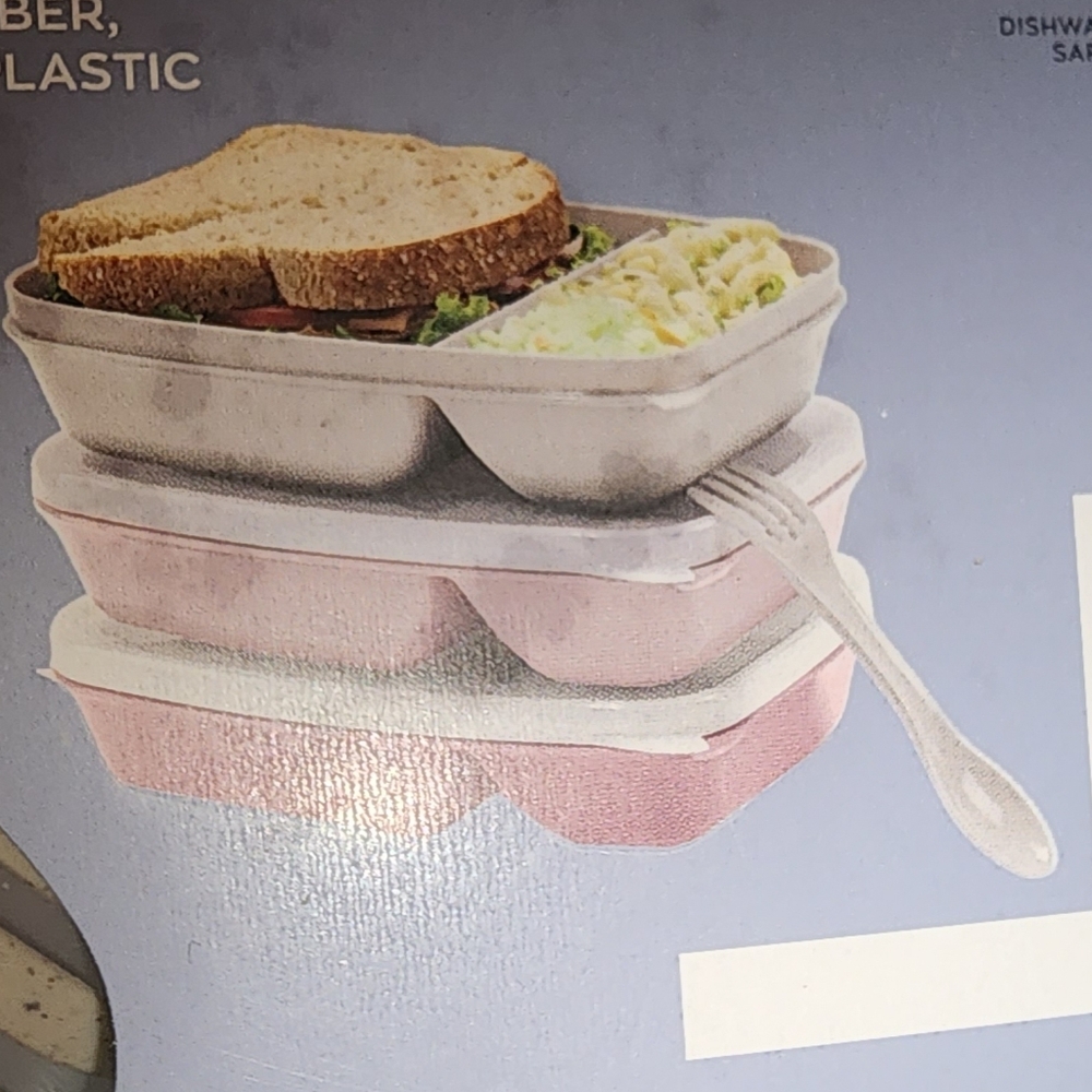 Eco-Friendly Pink and Gray Lunch Box Set